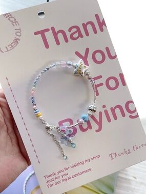 Pastel Beaded Charm Bracelet - Star & Swan Charms